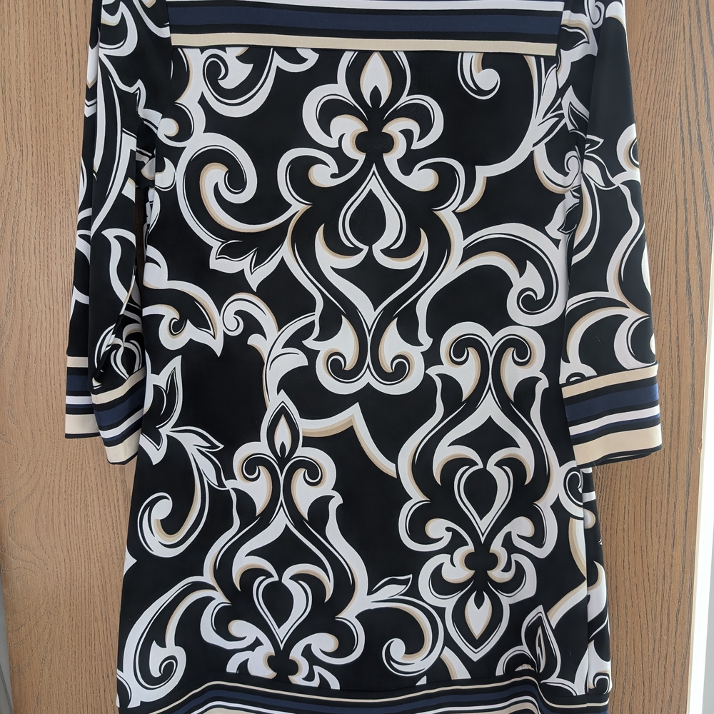 WHBM Elegant Black and White Patterned Dress